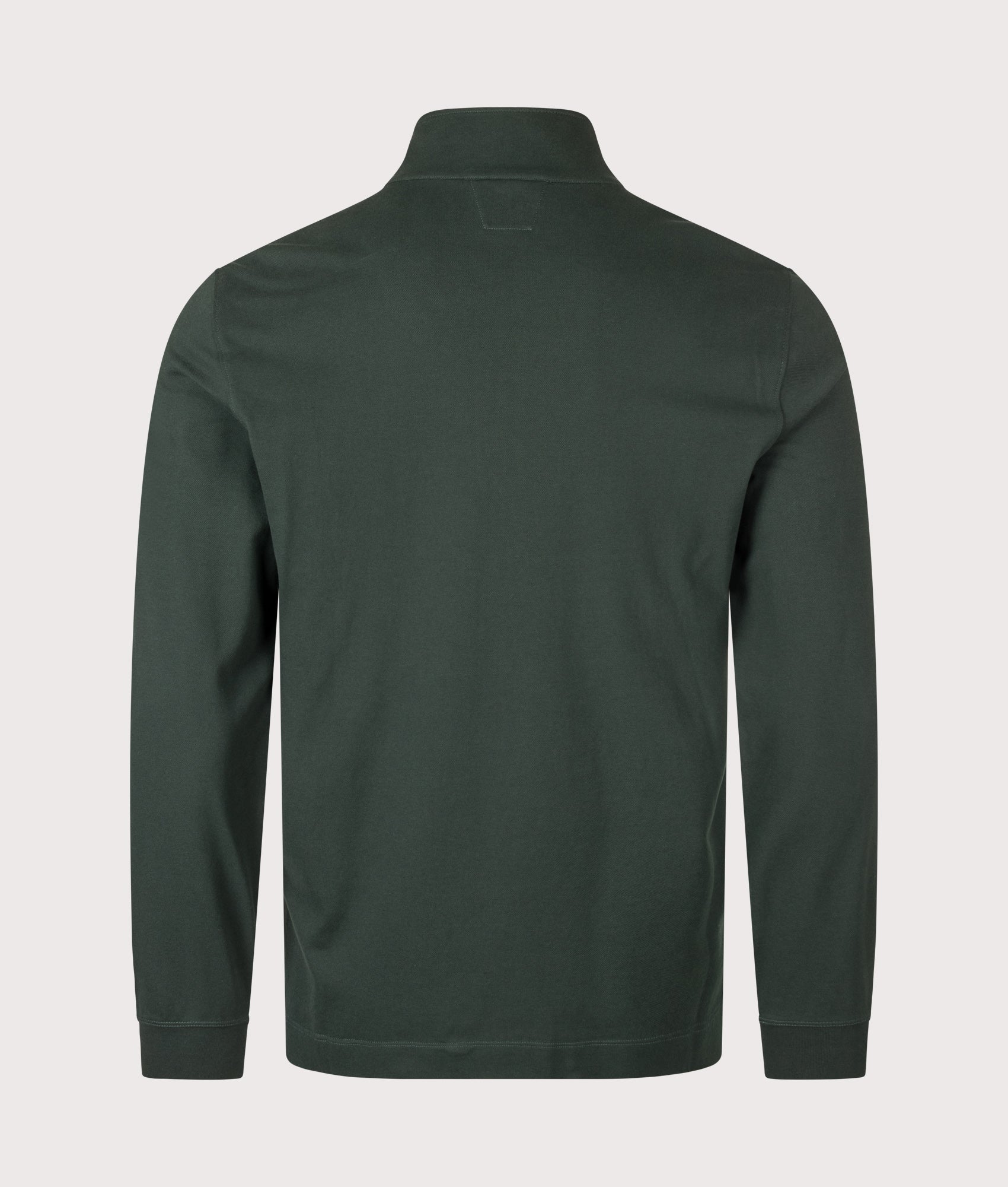 C.P. Company Stretch Piquet Quarter Zip Sweatshirt in Ponderosa Pine at EQVVS Menswear. Back shot.