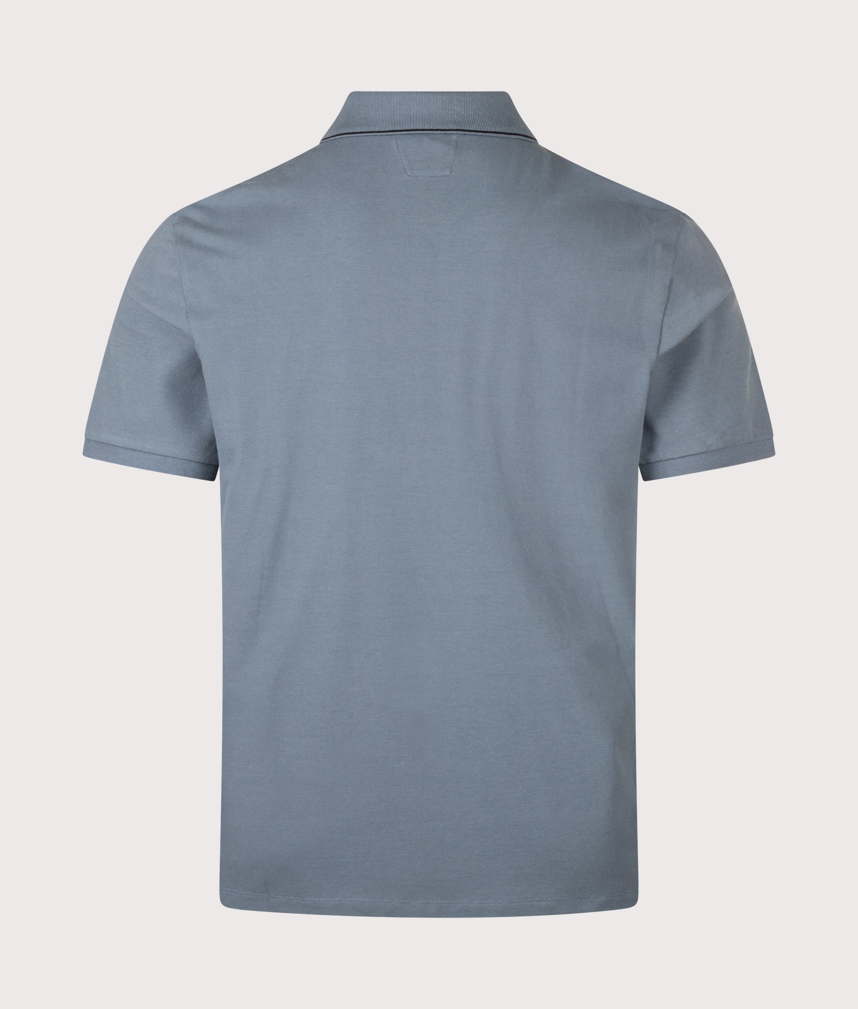 C.P. Company Regular Fit Stretch Piquet Striped Collar Polo Shirt in Orion Blue at EQVVS Menswear. Back shot.