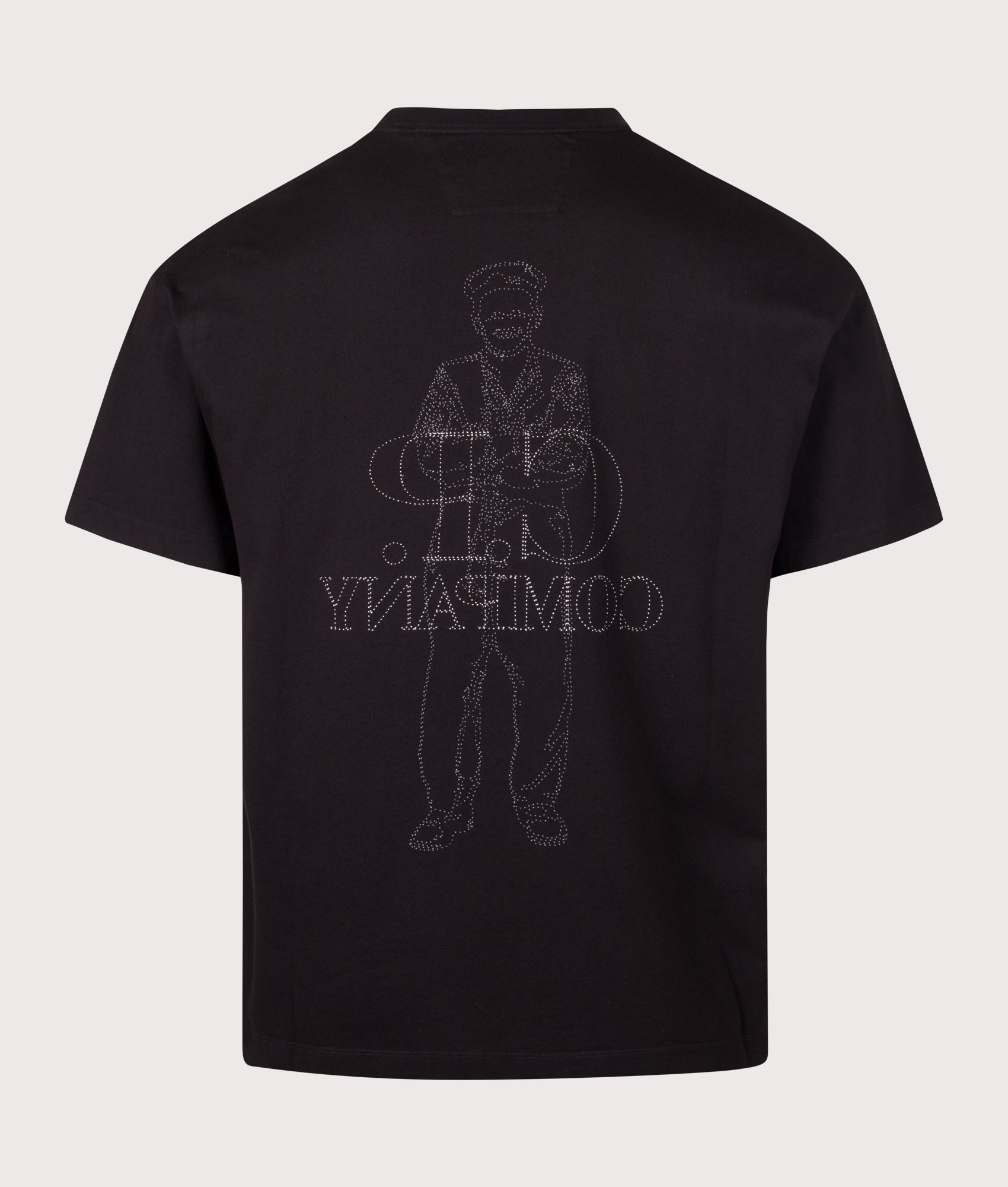 C.P. Company Comfort Fit 30/1 Jersey Logo T-Shirt in Black at EQVVS Menswear. Back shot.
