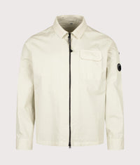 Organic Gabardine Zipped Lens Overshirt: 120 Silver Birch 