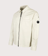 Organic Gabardine Zipped Lens Overshirt: 120 Silver Birch 