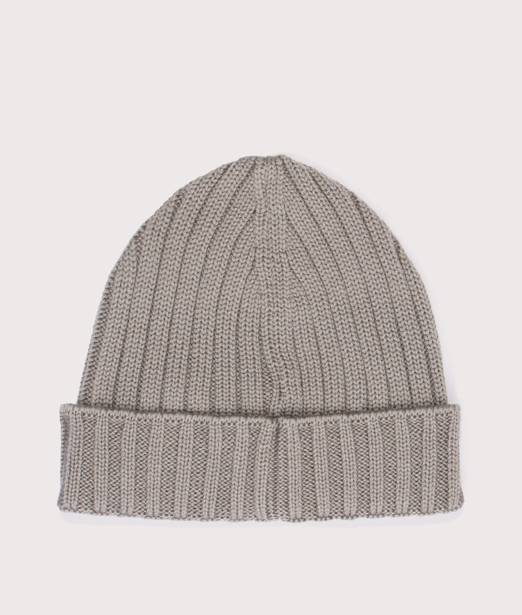 C.P. Company Extrafine Merino Wool Logo Beanie in Fallen Rock at EQVVS Menswear. Back shot.