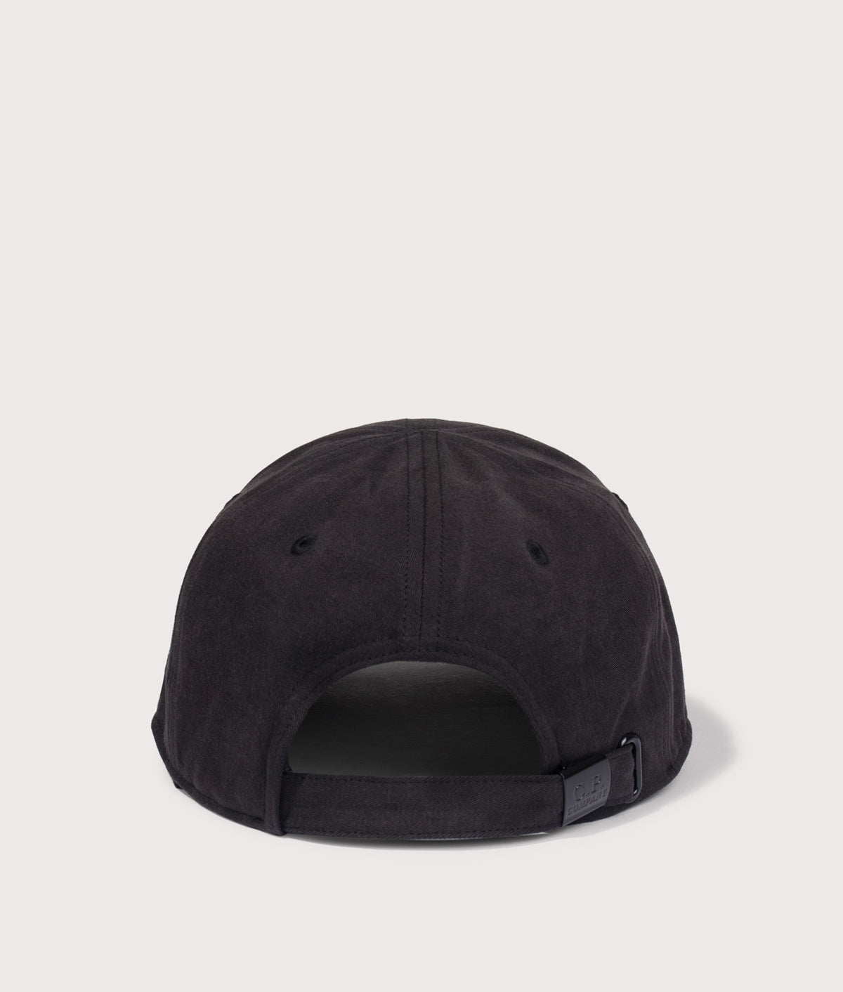 C.P. Company  Gabardine Logo Cap in Black at EQVVS Menswear. Back shot.