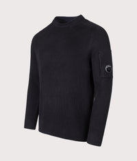 Full Rib Cotton Crewneck Lens Jumper: 999 Black 