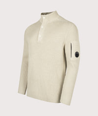 Full Rib Cotton Half Button Lens Jumper: 120 Silver Birch 