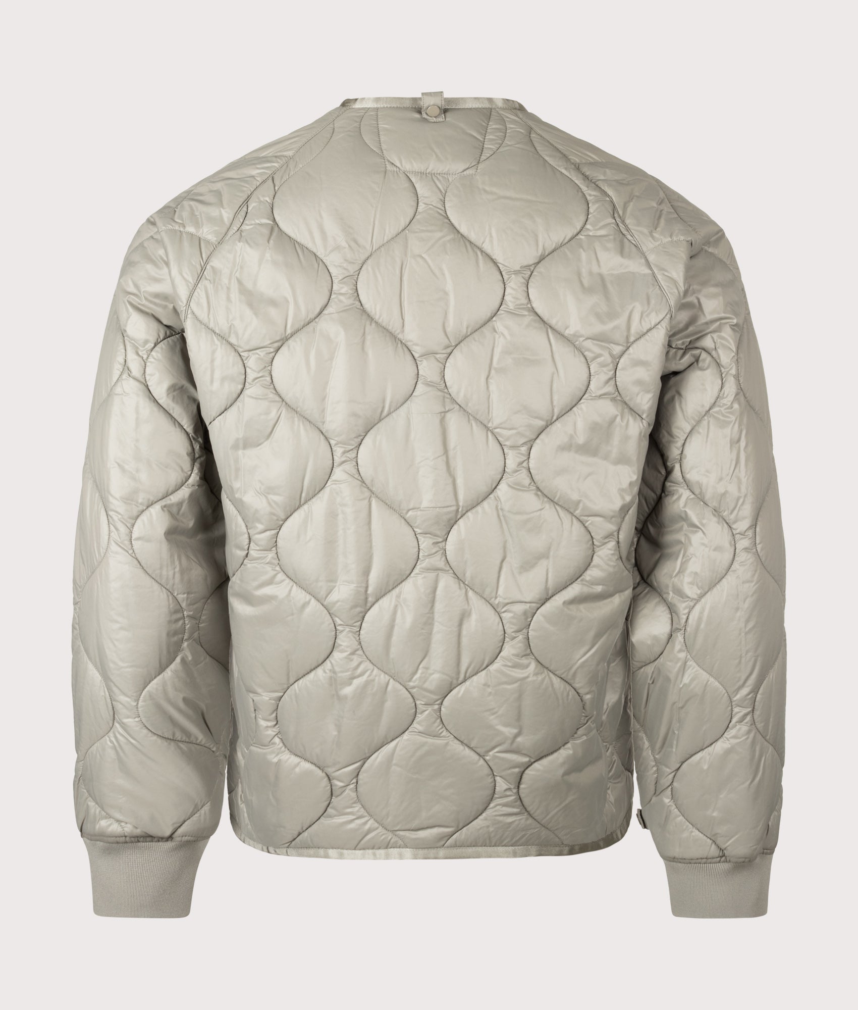 C.P. Company C.P. Shell-R Padded Hooded Lens Jacket in Fallen Rock at EQVVS Menswear. Back shot.