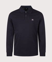 Long Sleeve Stretch Piquet Logo Polo Shirt: 888 Total Eclipse 