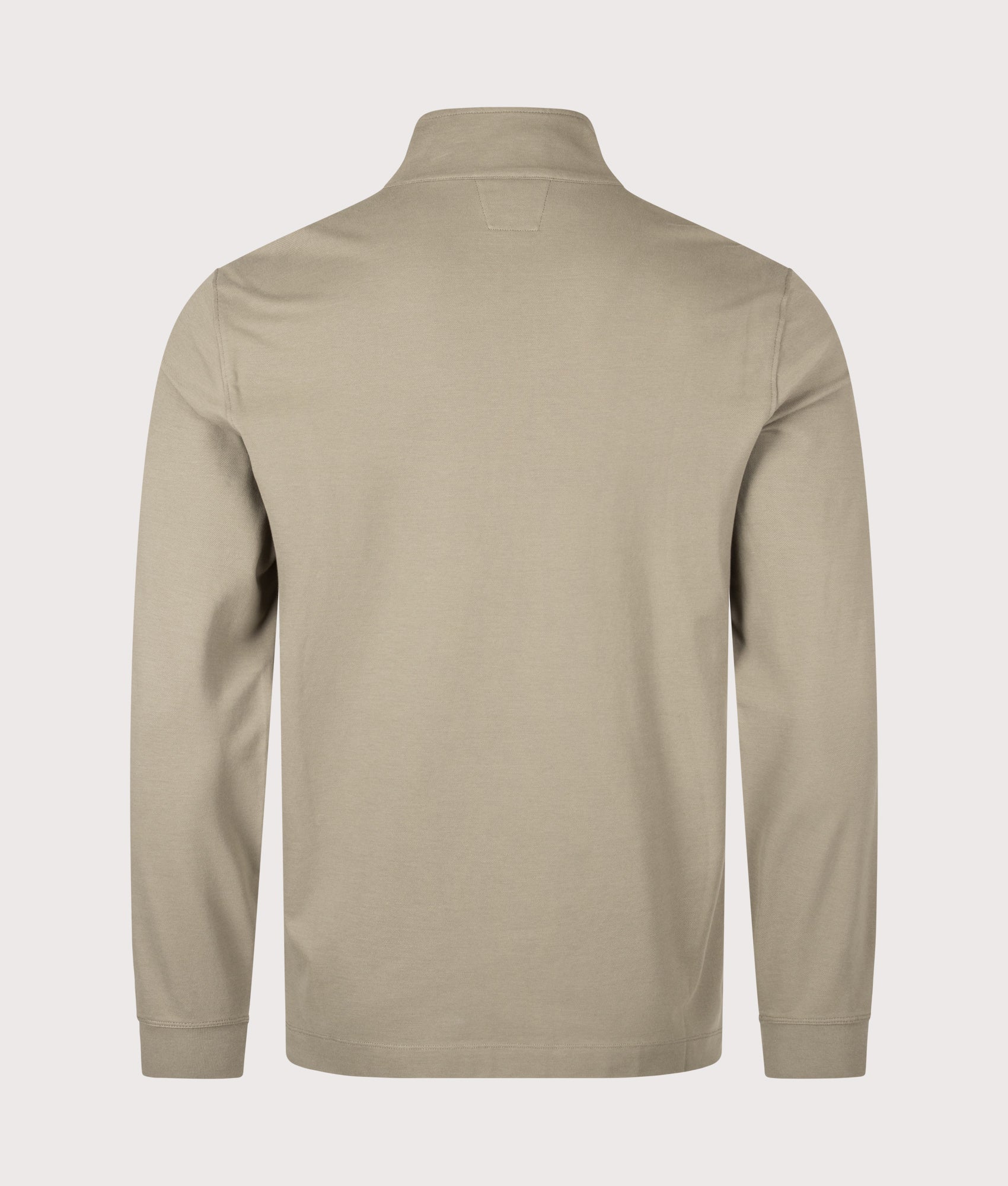 C.P. Company Stretch Piquet Quarter Zip Sweatshirt in Fallen Rock at EQVVS Menswear. Back shot.