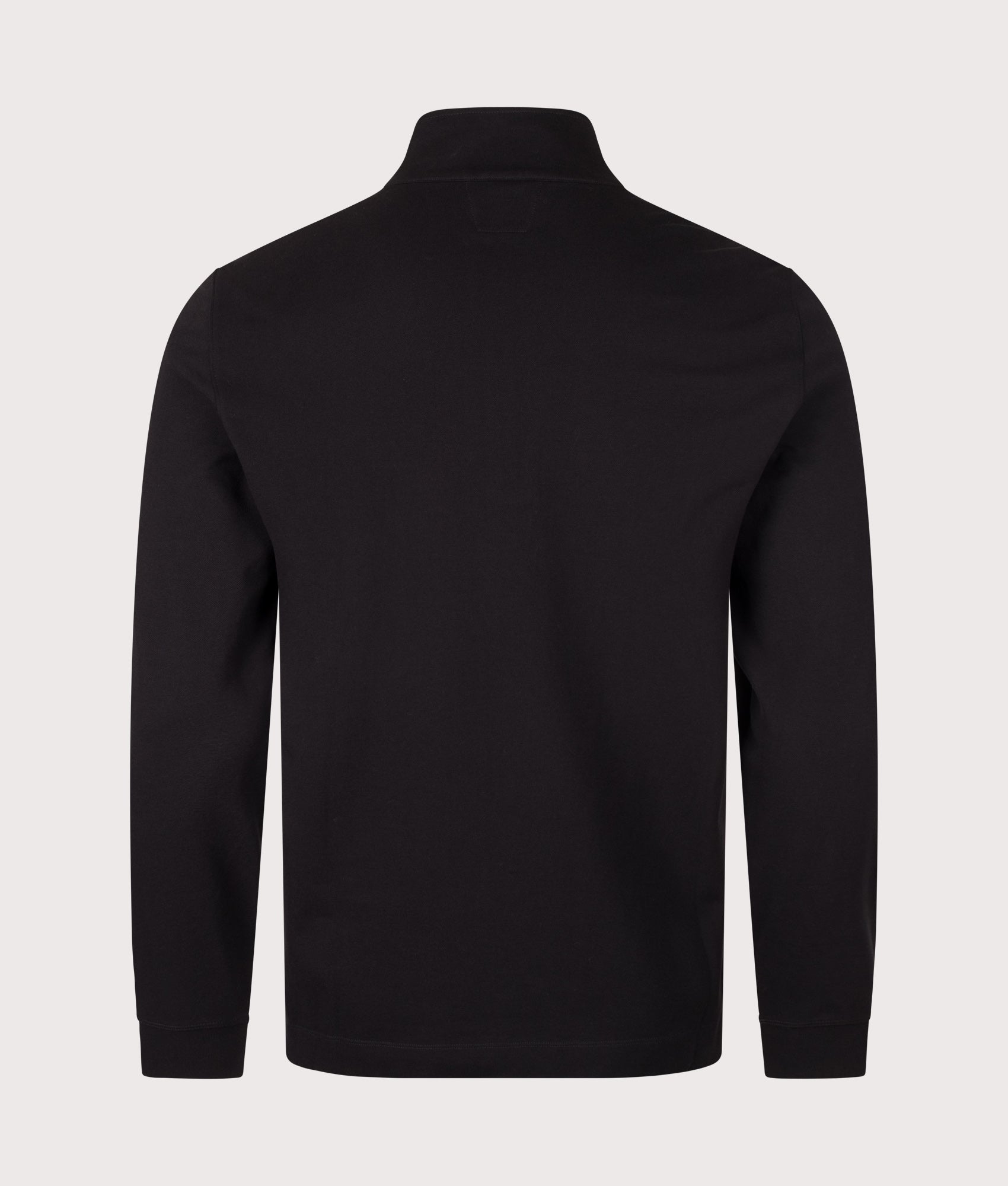 C.P. Company Stretch Piquet Quarter Zip Sweatshirt in Black at EQVVS Menswear. Back shot.
