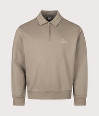 Diagonal Raised Fleece Polo Collar Sweatshirt: 356 Fallen Rock 