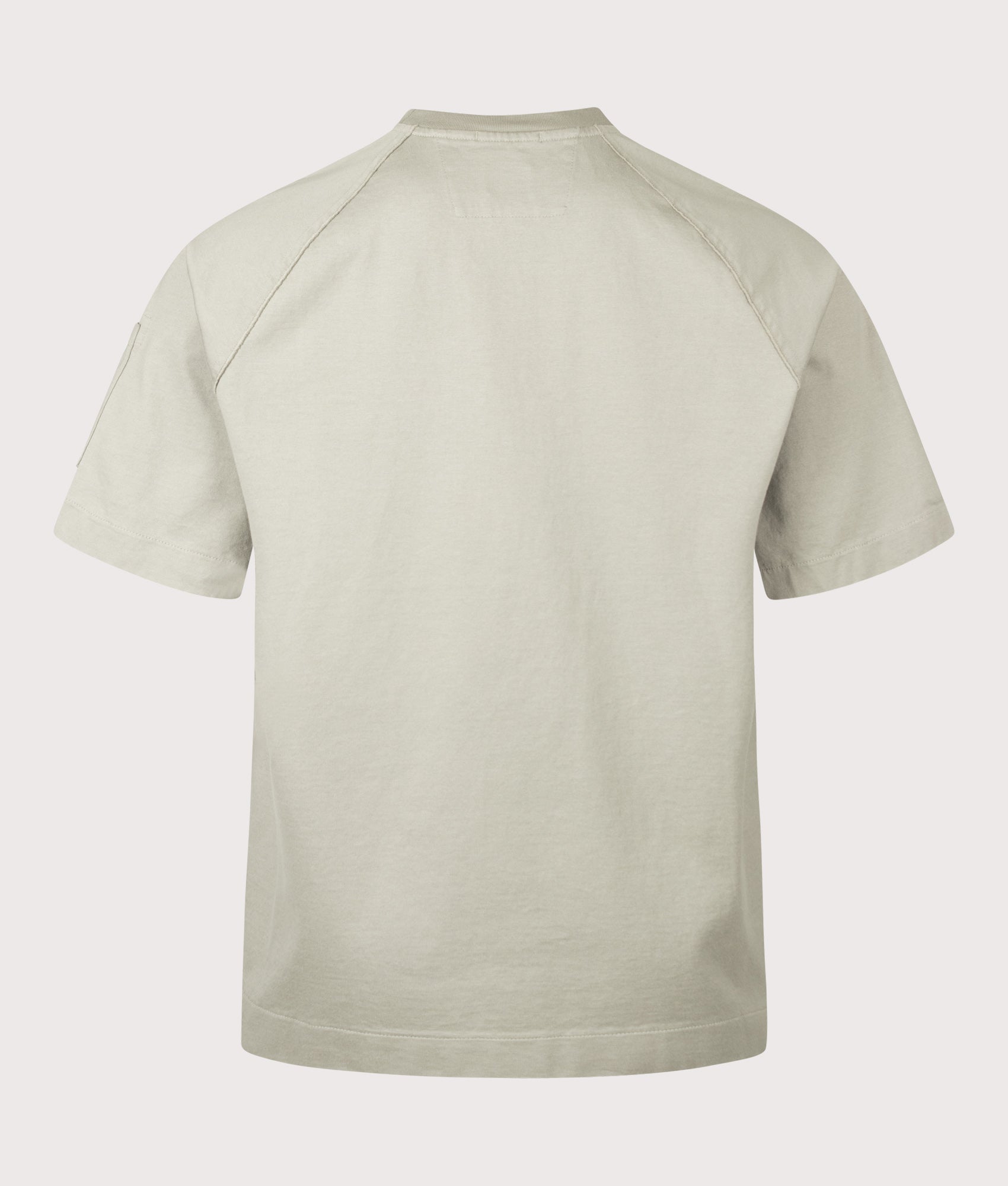 C.P. Company Relaxed Fit 30/2 Mercerized Jersey Twisted Lens T-Shirt in Fallen Rock at EQVVS Menswear. Back shot.