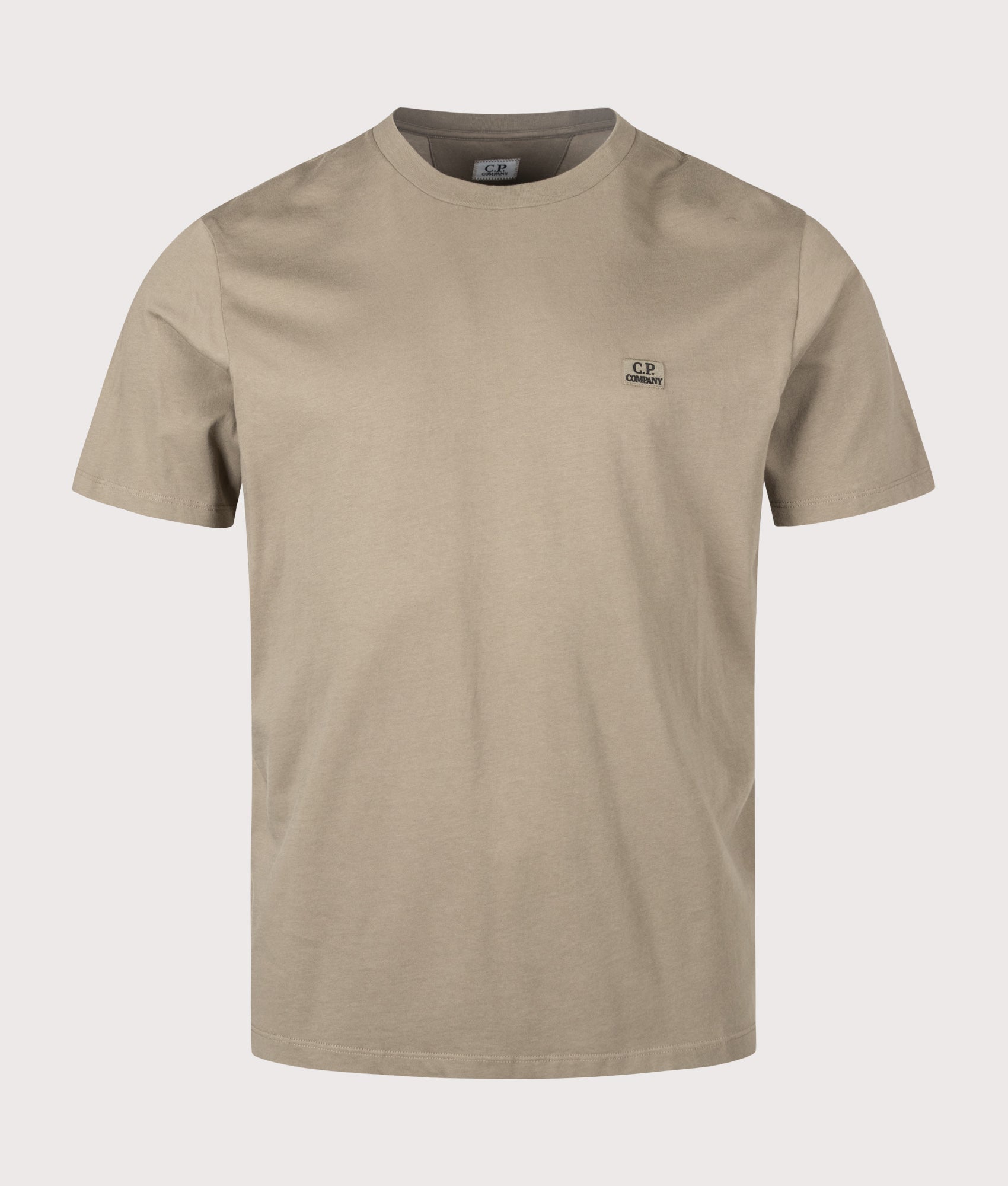 C.P. Company 30/1 Jersey Logo Patch T-Shirt in Fallen Rock at EQVVS Menswear. Front shot.
