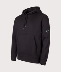 Diagonal Raised Fleece Lens Hoodie: 999 Black 