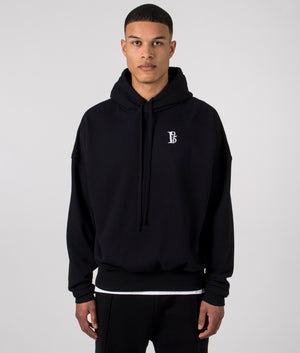Oversized 1954 Hoodie in Black by Florence Black. EQVVS Front Angle Shot.
