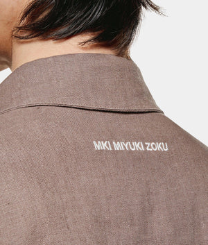 Linen Box Dress Shirt. Shot by EQVVS. Back model detail shot.