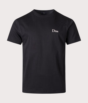 Classic Small Logo T-Shirt in Black by Dime MTL. EQVVS Front Angle Shot.