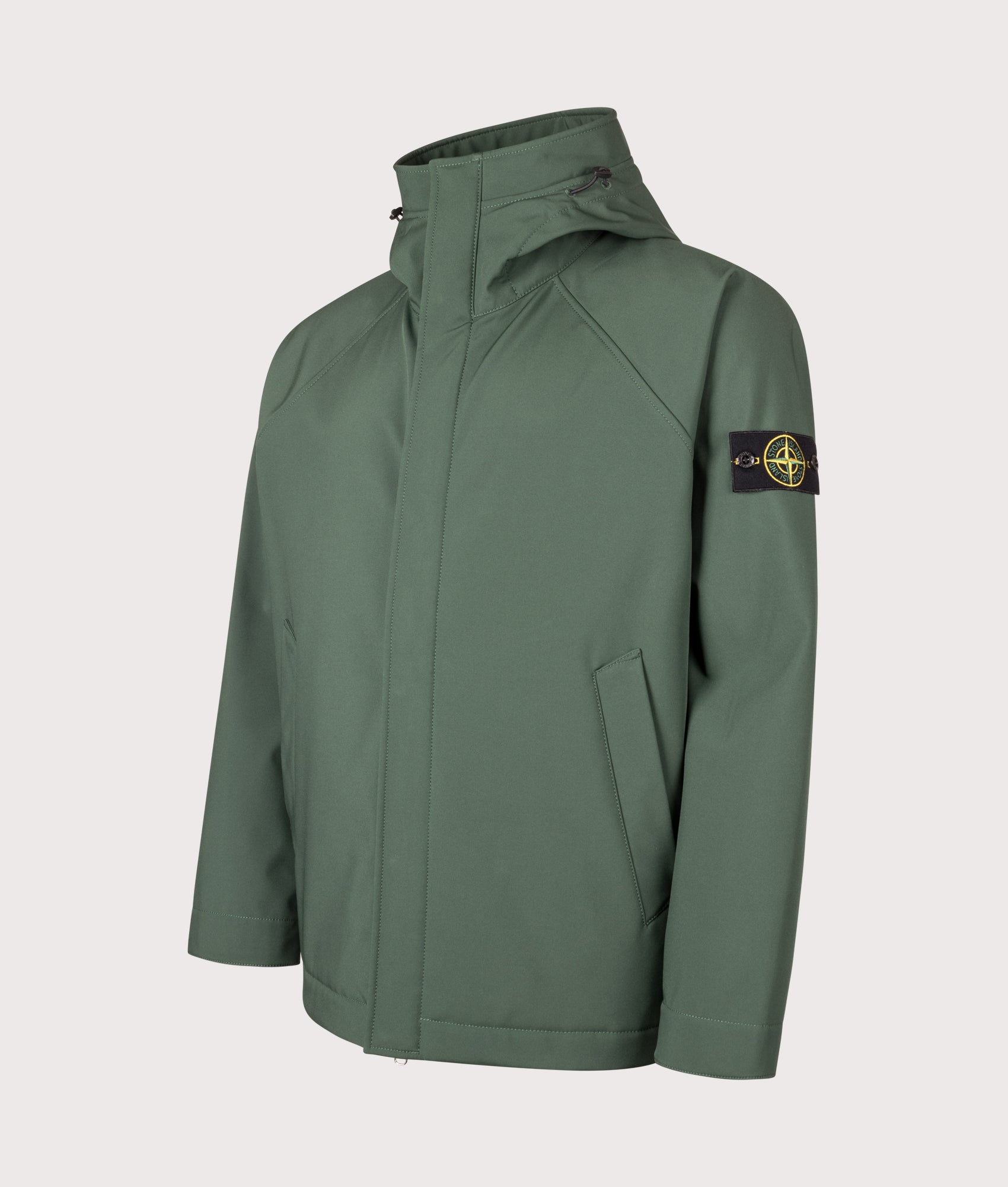 Stone Island Short Parka in Juniper at EQVVS Menswear. Angled front shot.