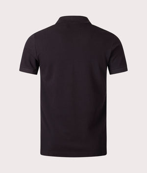 S V Emblem Seasonal Polo Shirt in Black by Versace Jeans Couture. EQVVS Back Angle Shot.