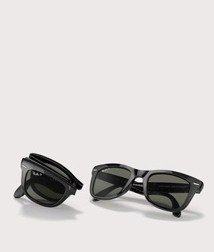 Wayfarer Folding Classic Sunglasses. Shot by EQVVS. Front folded and lenses shot.