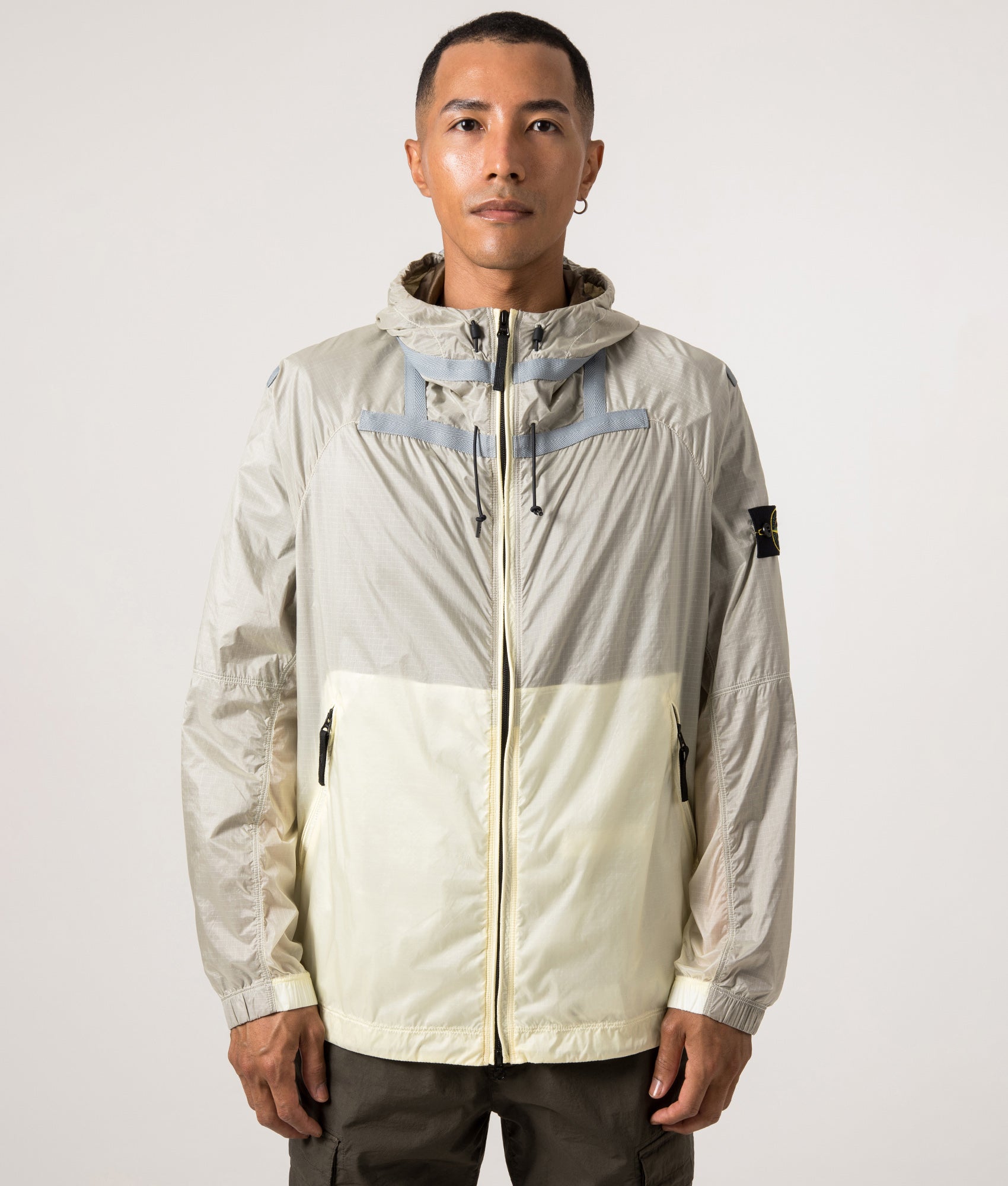 Ripstop Light Hooded Jacket. Shot by EQVVS. Front model shot.