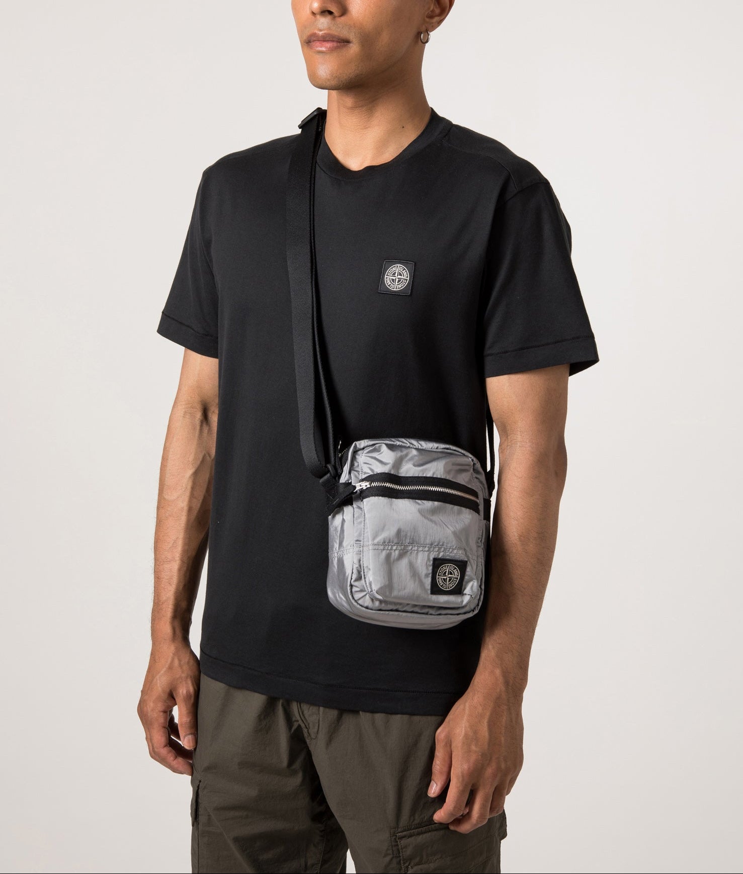Cotton Jersey T-Shirt. Shot by EQVVS. Model front angled shot.