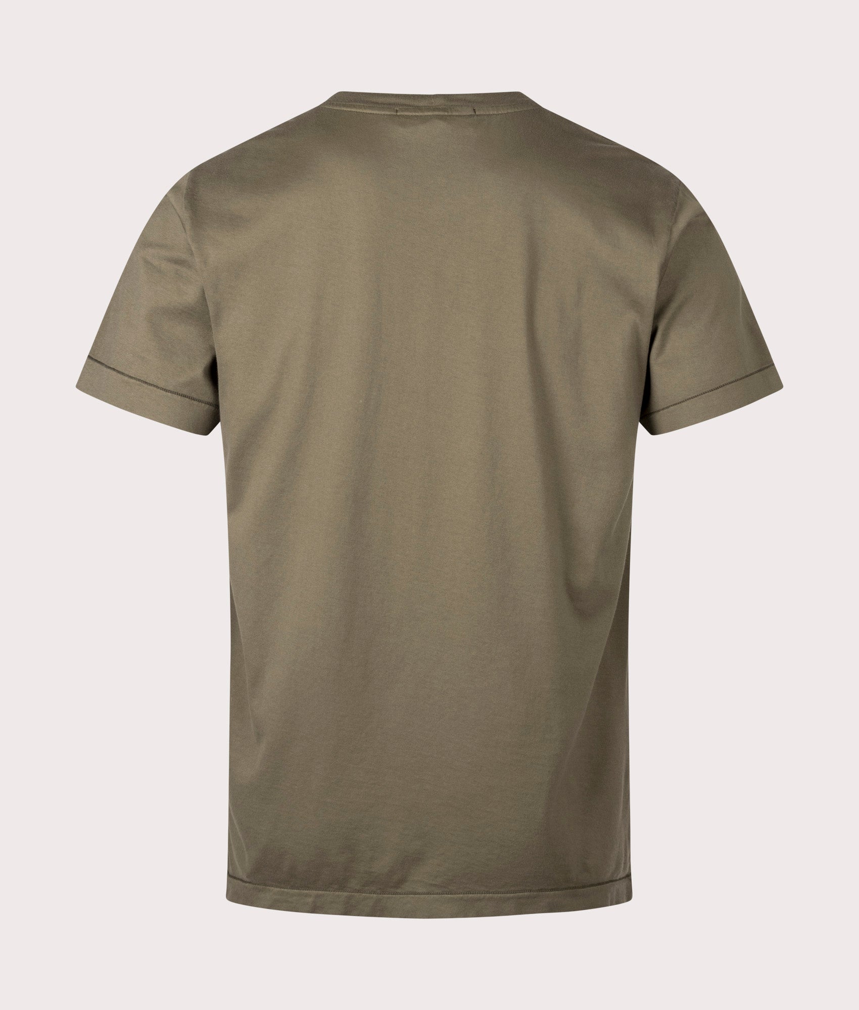 Stone Island Slim Fit Patch T-Shirt in Military Green at EQVVS Menswear. Back shot.