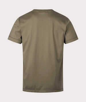 Stone Island Slim Fit Patch T-Shirt in Military Green at EQVVS Menswear. Back shot.