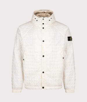 Stone Island Crinkles Reps NY Quilted-TC Jacket in Ivory at EQVVS Menswear. Front shot with insert.