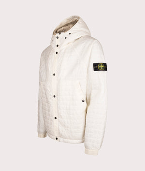 Stone Island Crinkles Reps NY Quilted-TC Jacket in Ivory at EQVVS Menswear. Angled front shot. 