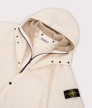 Stone Island Crinkles Reps NY Quilted-TC Jacket in Ivory at EQVVS Menswear. Front close up shot.
