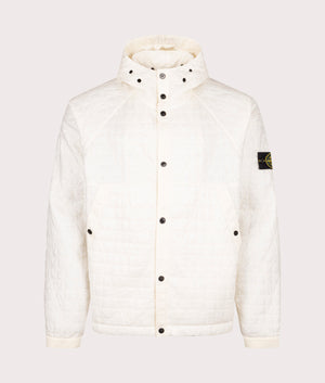 Stone Island Crinkles Reps NY Quilted-TC Jacket in Ivory at EQVVS Menswear.  Front shot.
