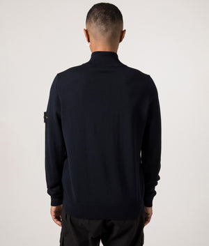 Ribbed Quarter Zip Knit. Shot by EQVVS. Back model shot.