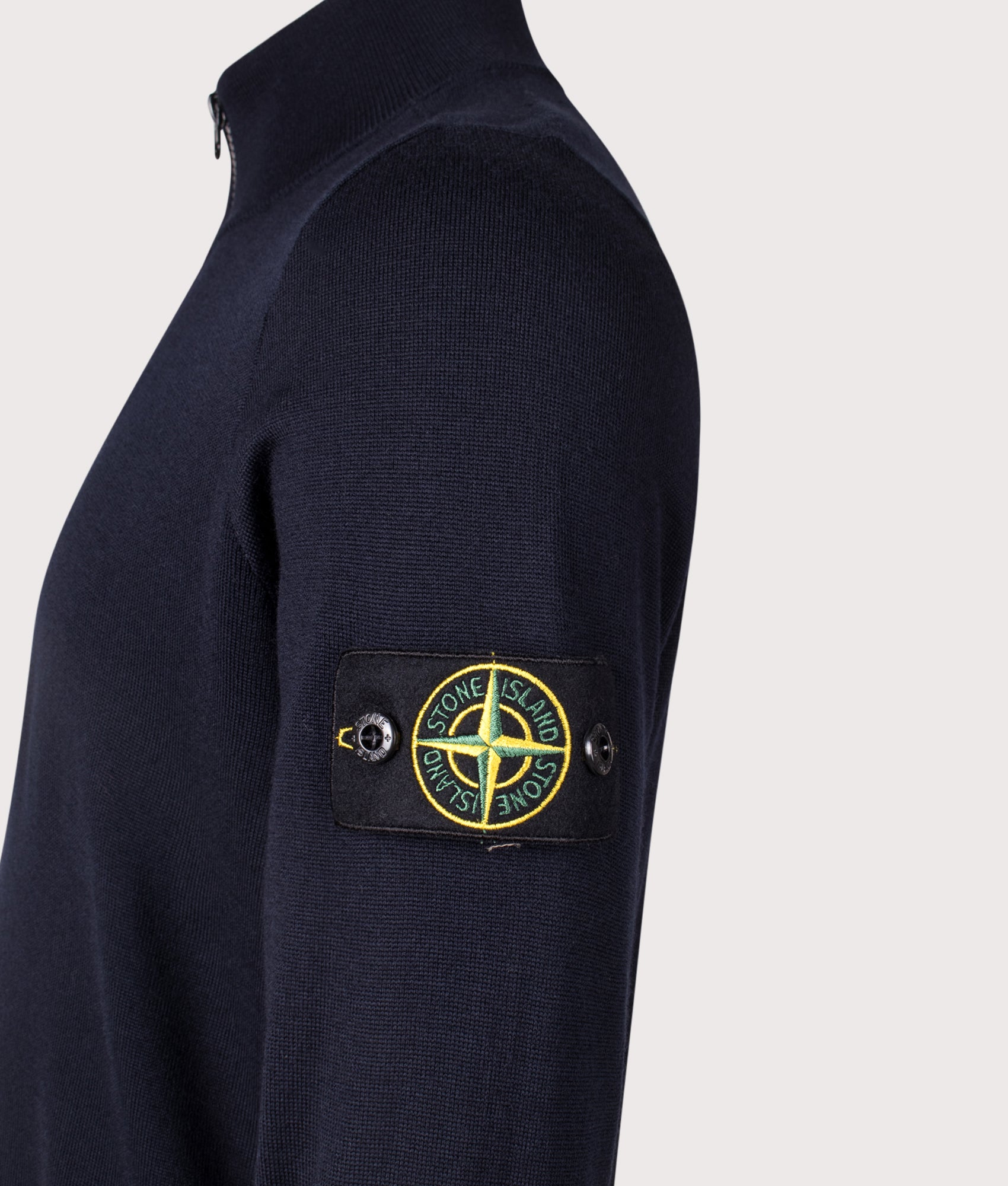 Ribbed Quarter Zip Knit. Shot by EQVVS. Sleeve shot.