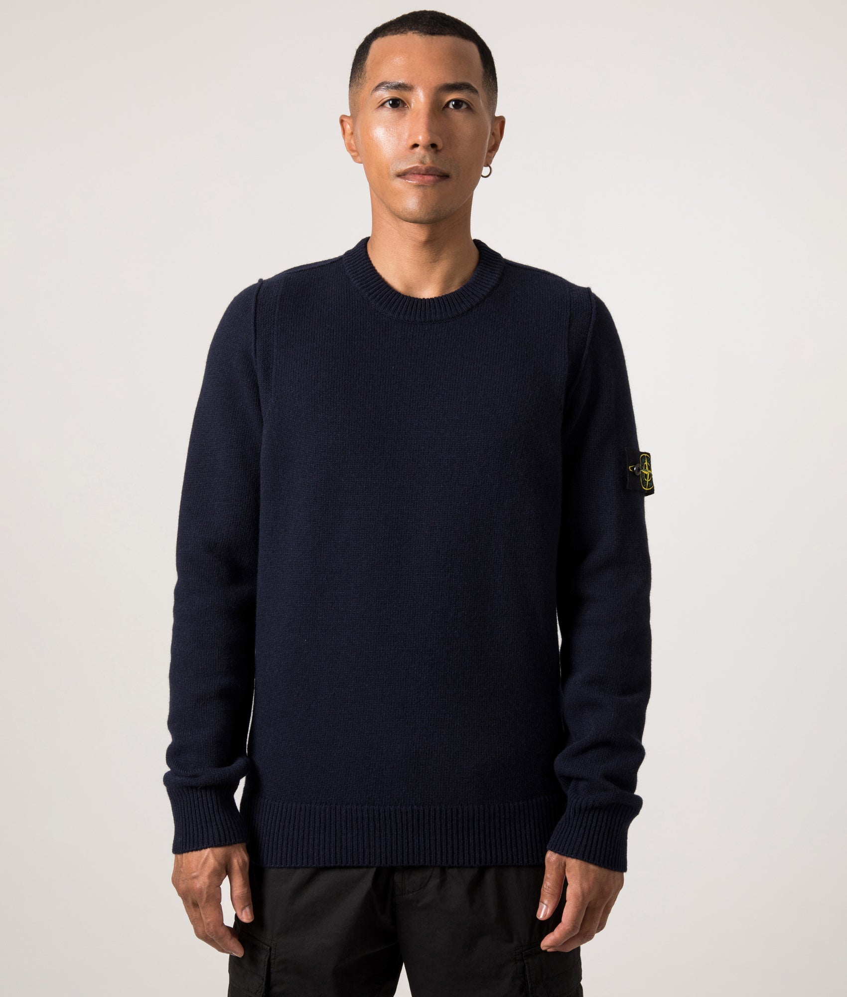 Lambswool Crew Neck Jumper. Shot by EQVVS. Front model shot.