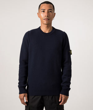 Lambswool Crew Neck Jumper in Navy Blue STONE ISLAND EQVVS