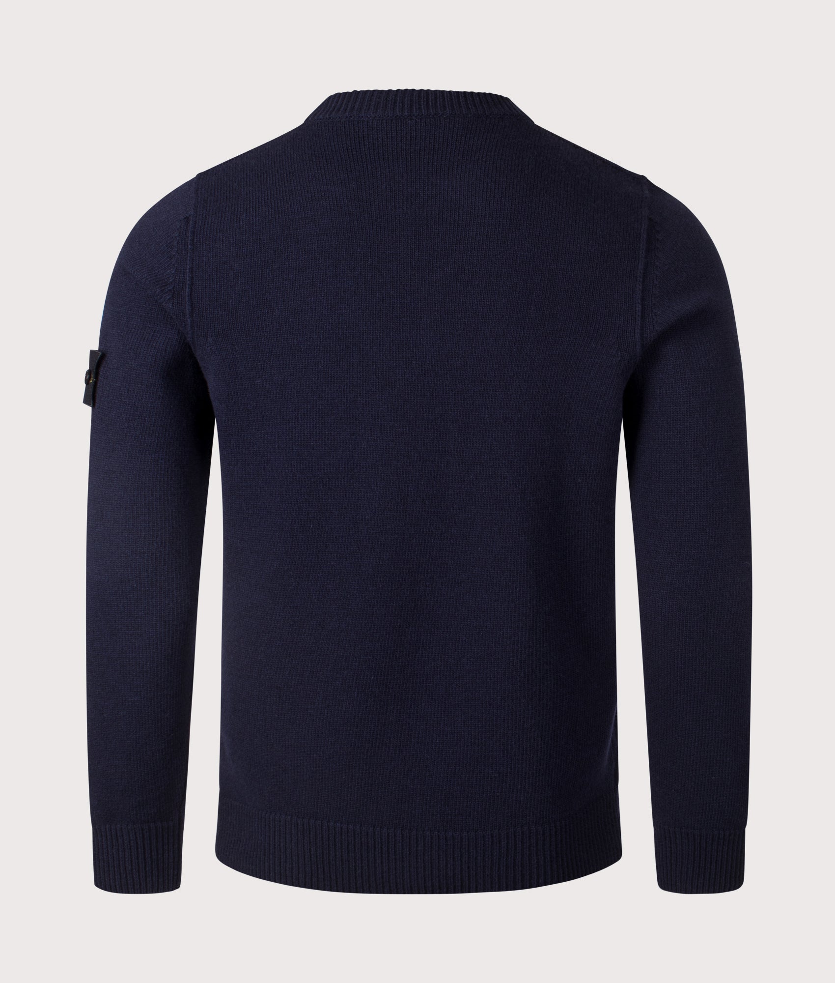 Wool Crew Neck Jumper by Stone Island in Navy. Shot by EQVVS. Shot by EQVVS. Back shot.