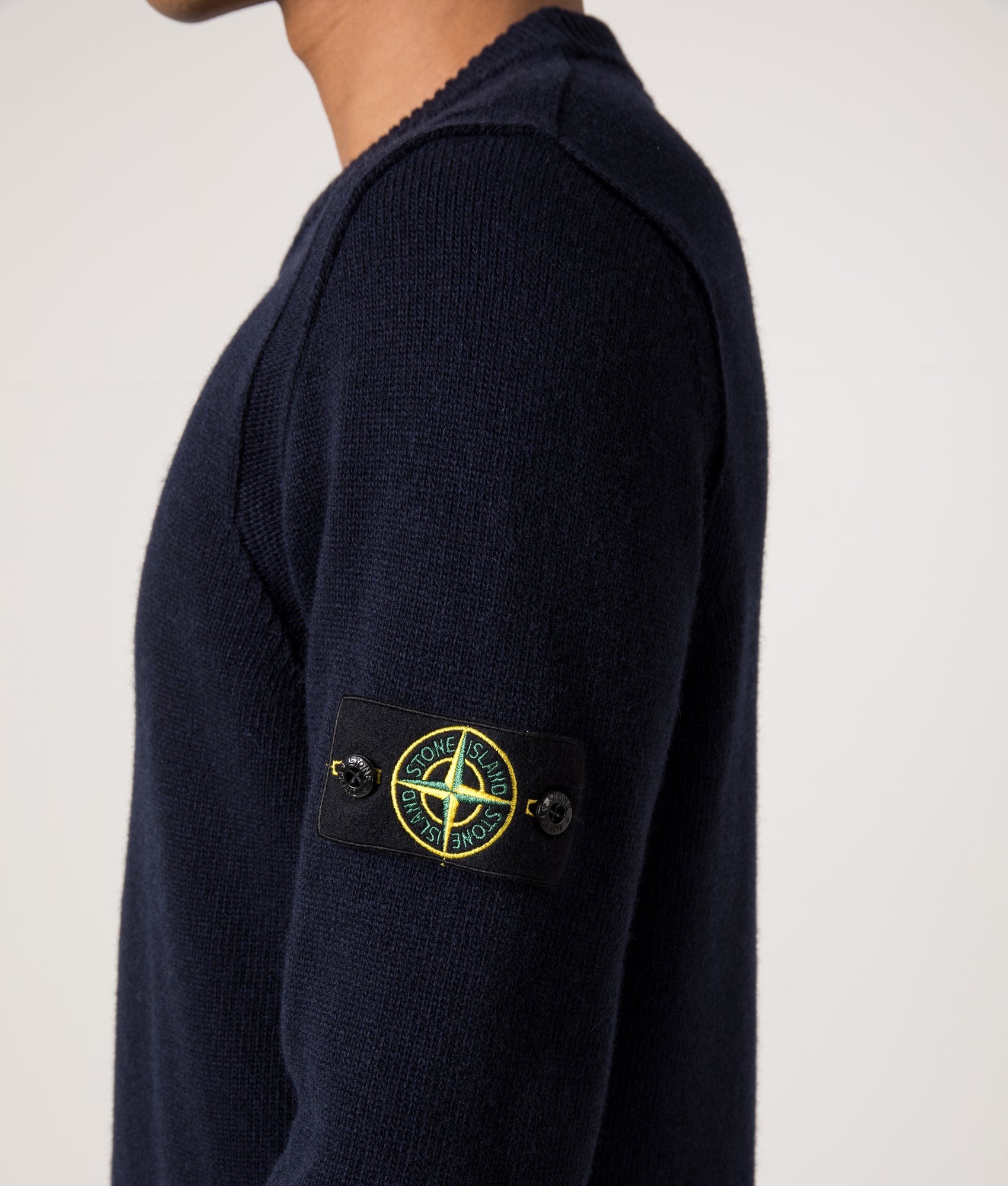 Lambswool Crew Neck Jumper. Shot by EQVVS. Detail model shot.