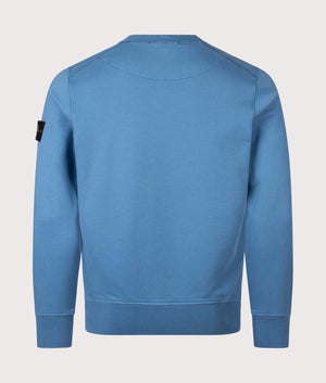 Organic Cotton Crewneck Sweatshirt in Steel Blue. 100% Cotton | Stone Island | Shot at EQVVS | Back shot 