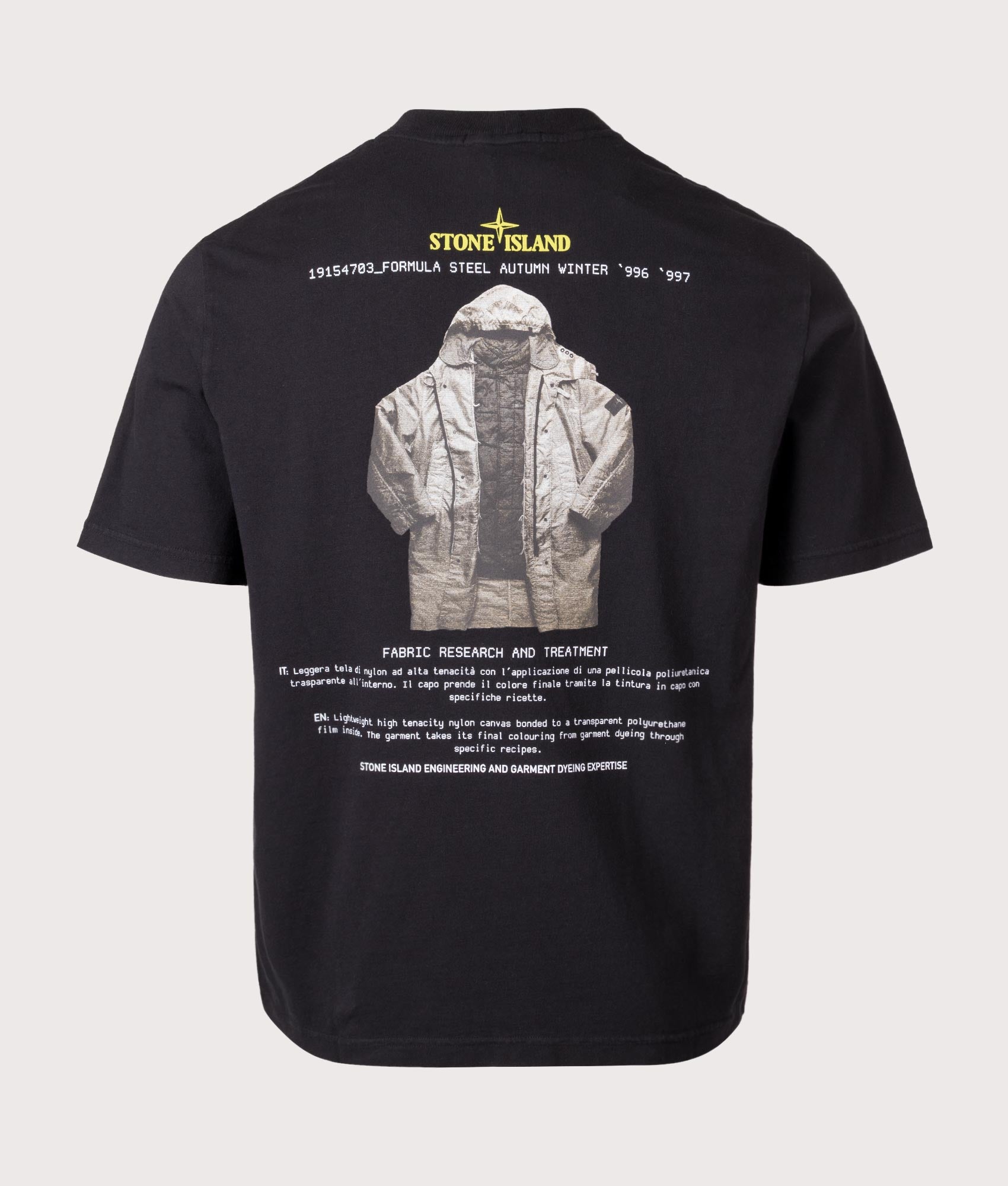 Organic Cotton Archivio T-Shirt by Stone Island in Black. Shot by EQVVS. Back shot.