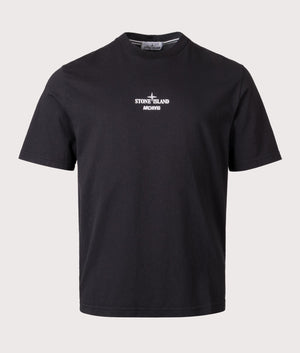 Organic Cotton Archivio T-Shirt by Stone Island in Black. Shot by EQVVS. Front shot.