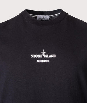 Organic Cotton Archivio T-Shirt by Stone Island in Black. Shot by EQVVS. Detail shot.