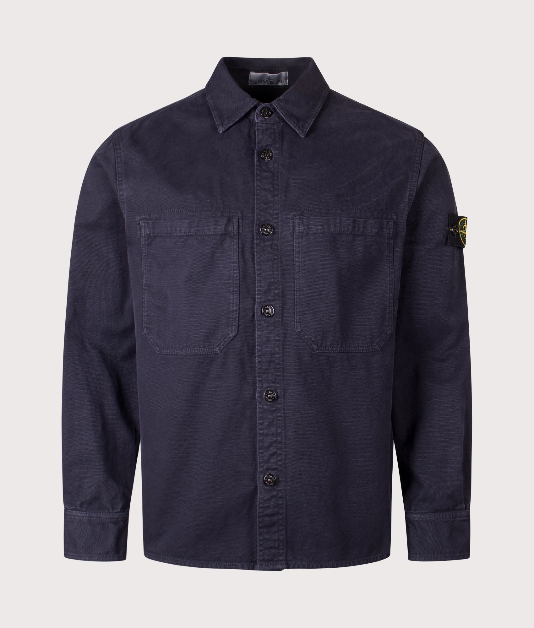 Stone Island Overshirt in the Ink Blue at EQVVS Menswear. Front shot.