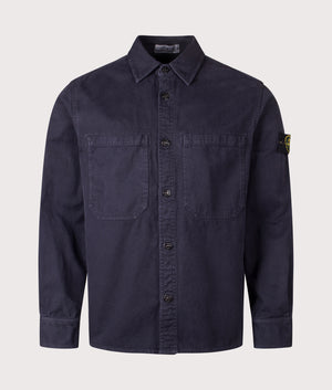 Stone Island Overshirt in the Ink Blue at EQVVS Menswear. Front shot.