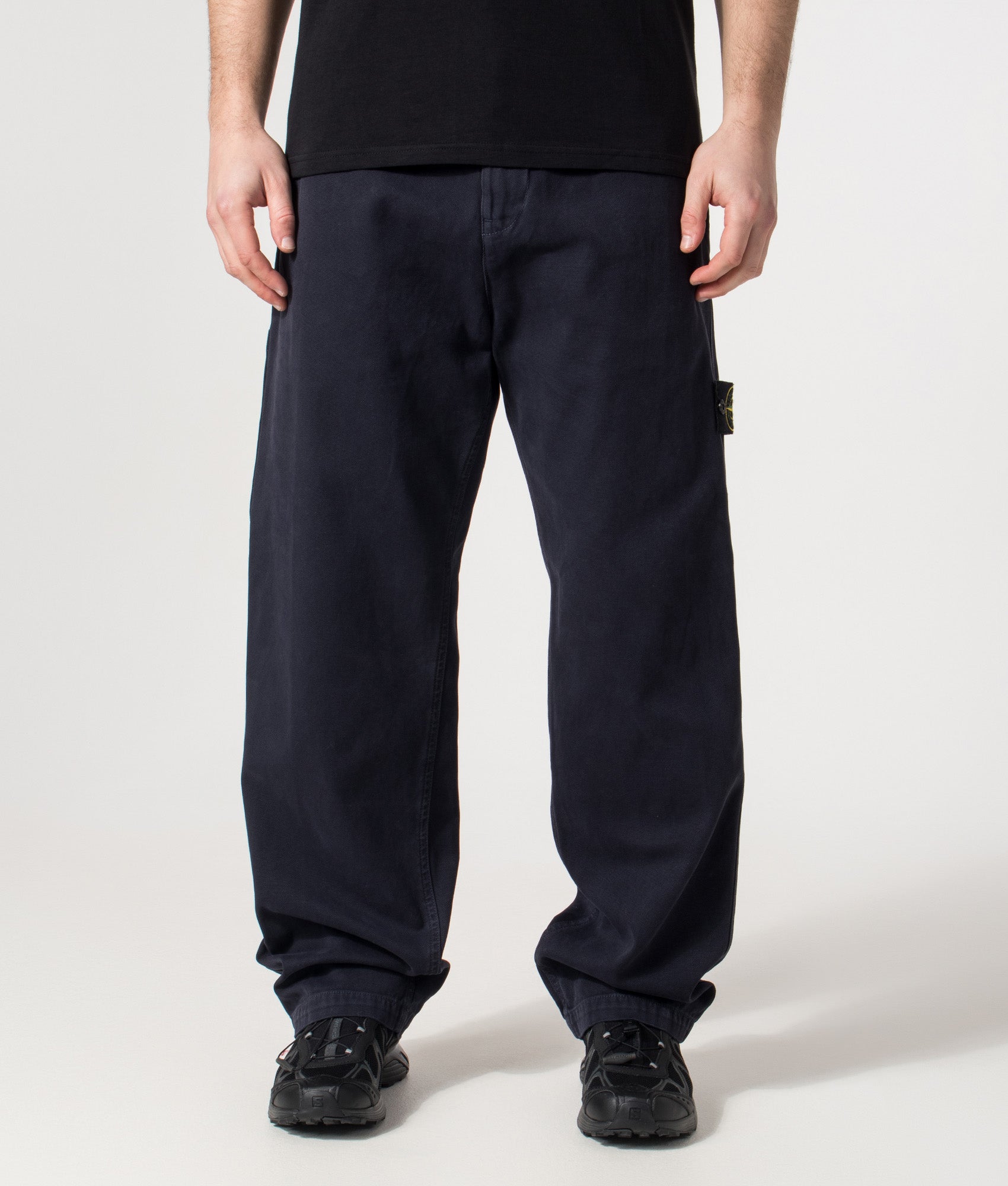 Loose Fit Pant in Ink | 100% Cotton | Stone Island | EQVVS | Front model shot 