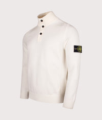 Button Neck Reverse Stitch Jumper: V0093 Ivory 