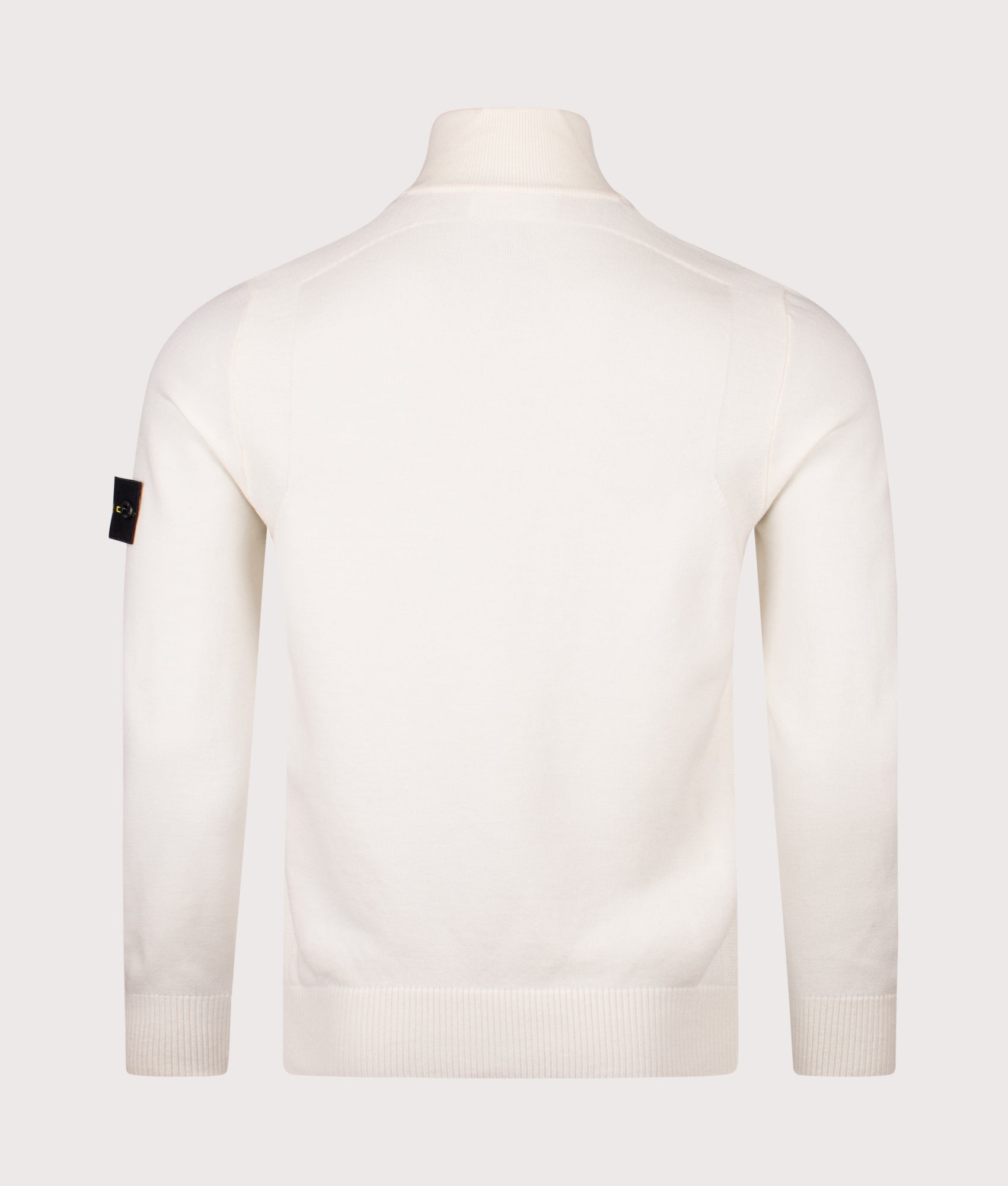 Button Neck Reverse Stitch Jumper in Ivory . Wool blend | Stone Island | Shot at EQVVS | Back shot 