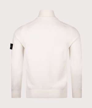 Button Neck Reverse Stitch Jumper in Ivory . Wool blend | Stone Island | Shot at EQVVS | Back shot 