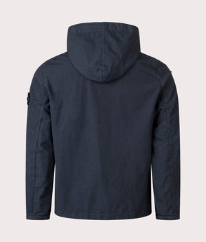 Canvas Weave Hooded Field Jacket in Navy Blue | 100% Cotton | Stone Island | EQVVS | Back shot 