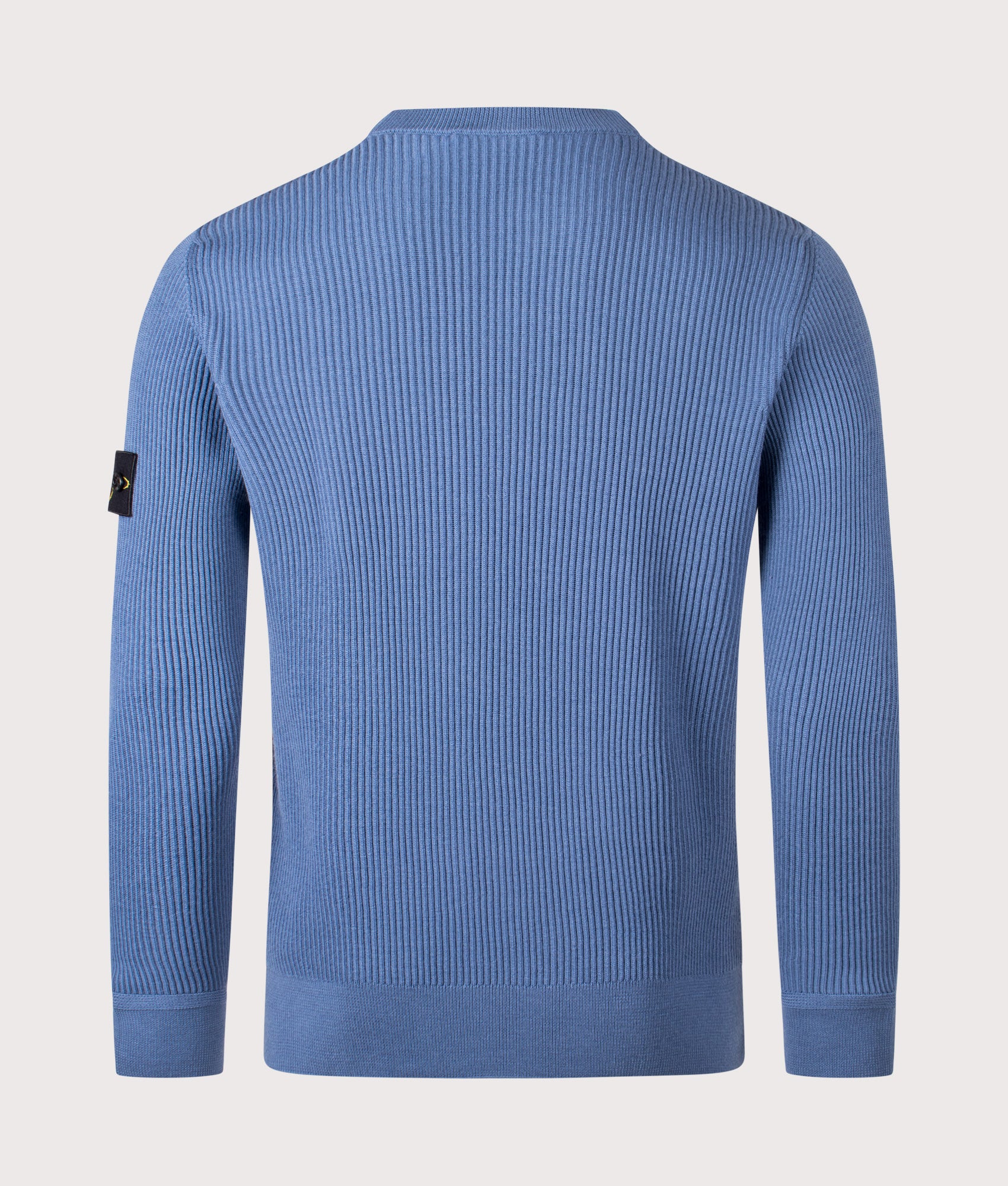 Crew Neck in Steel Blue. 100% Virgin Wool | Stone Island | Shot at EQVVS | Back shot 