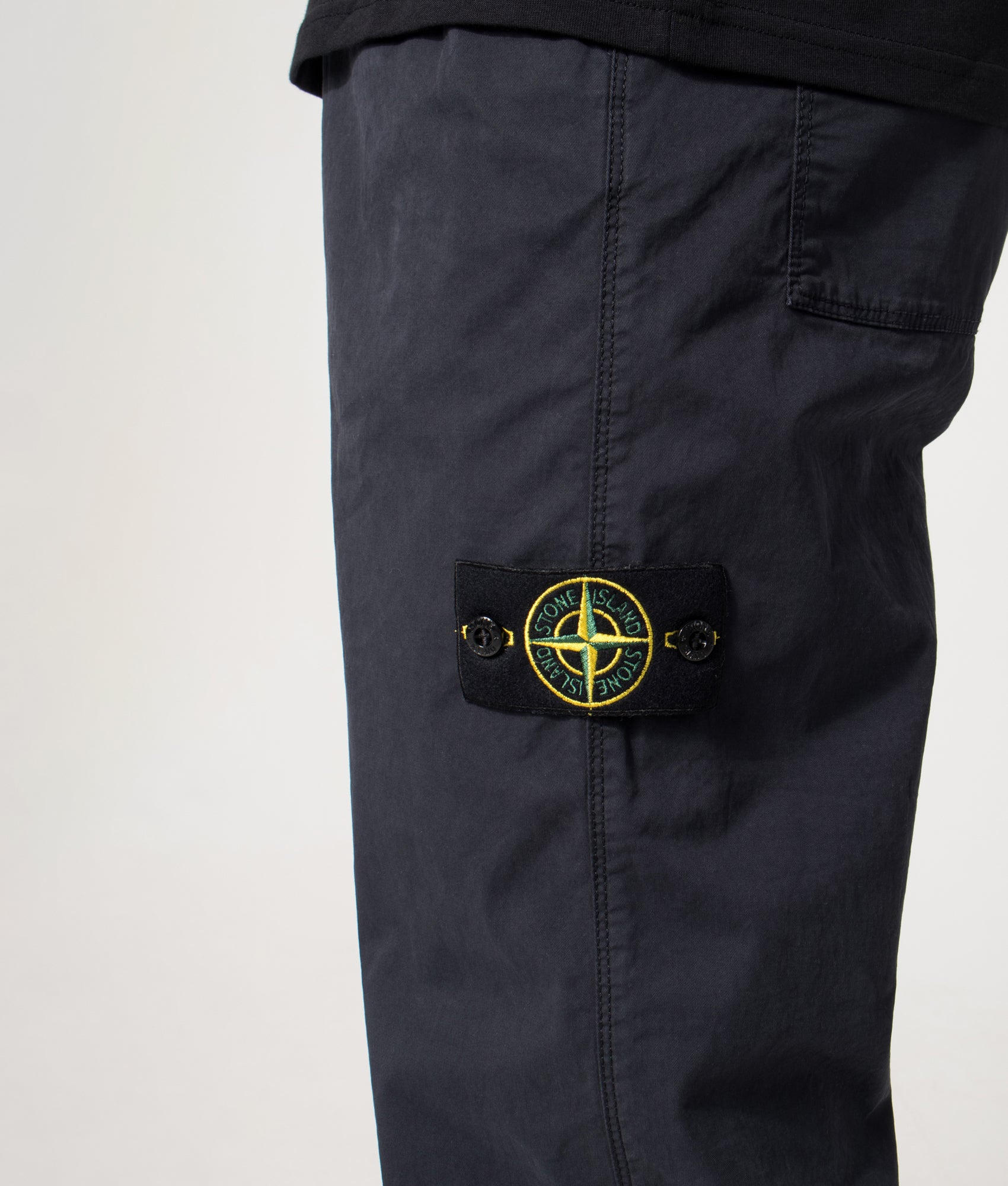 Stone Island Trousers in the Navy Blue at EQVVS Menswear. Detail shot.